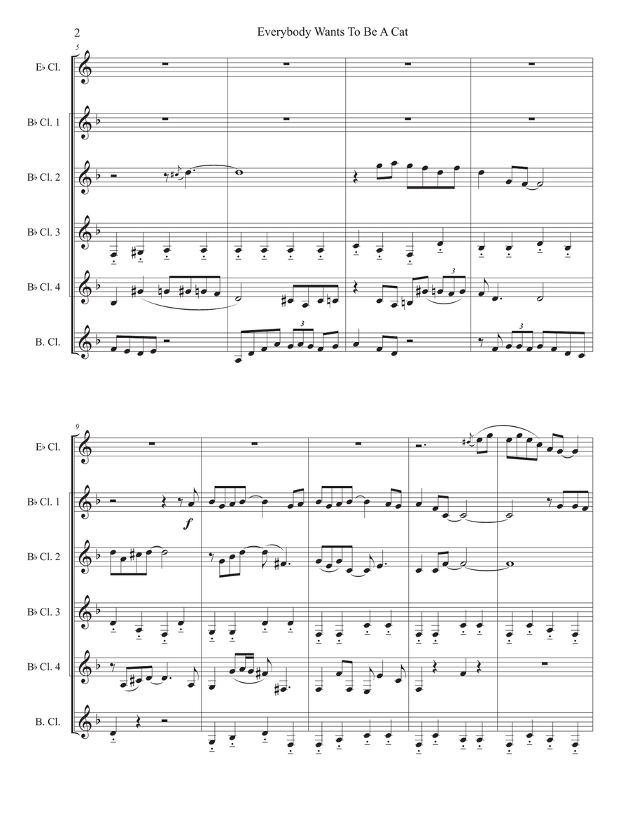 Ev'rybody Wants To Be A Cat Woodwind Ensemble scores gallery preview page 2