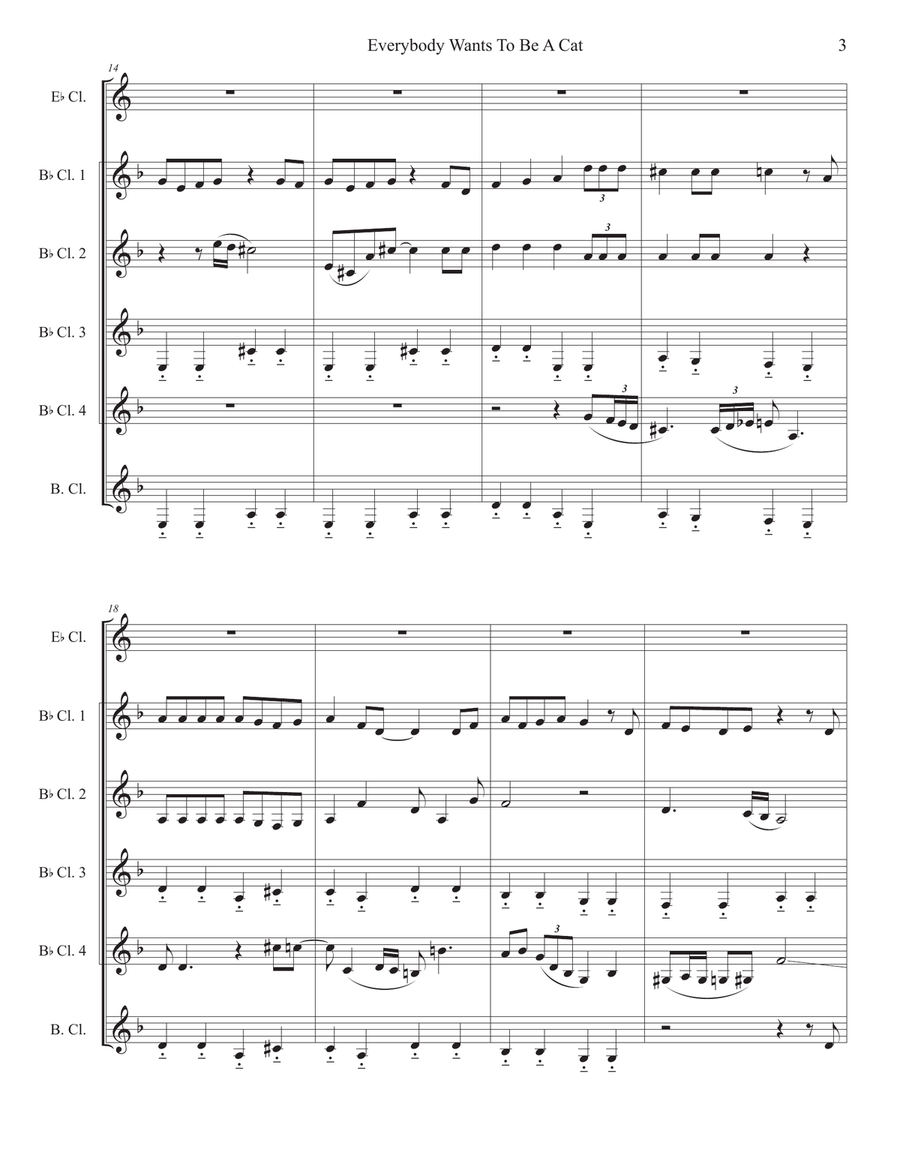 Ev'rybody Wants To Be A Cat Woodwind Ensemble scores gallery preview page 3