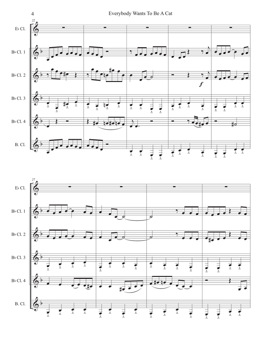 Ev'rybody Wants To Be A Cat Woodwind Ensemble scores gallery preview page 4