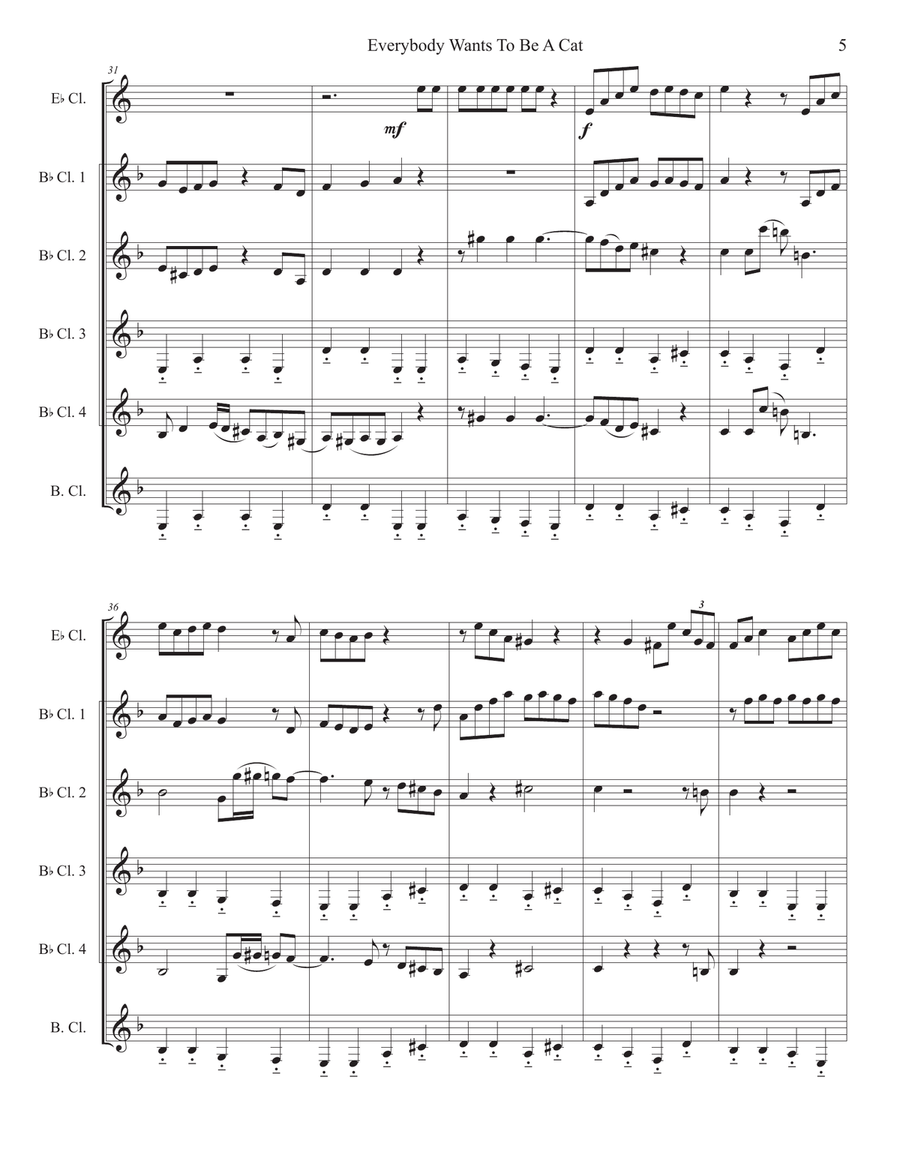 Ev'rybody Wants To Be A Cat Woodwind Ensemble scores gallery preview page 5