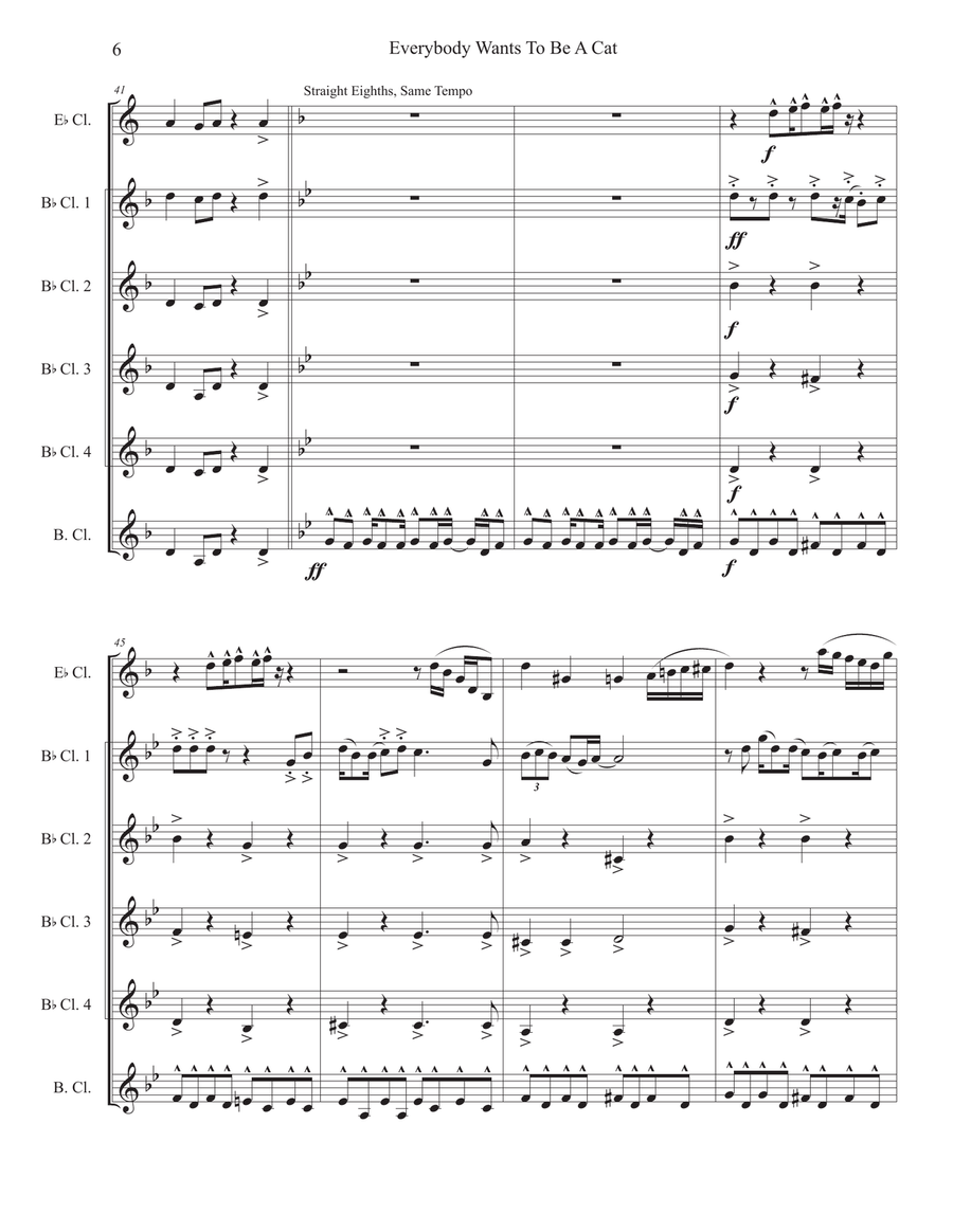 Ev'rybody Wants To Be A Cat Woodwind Ensemble scores gallery preview page 6