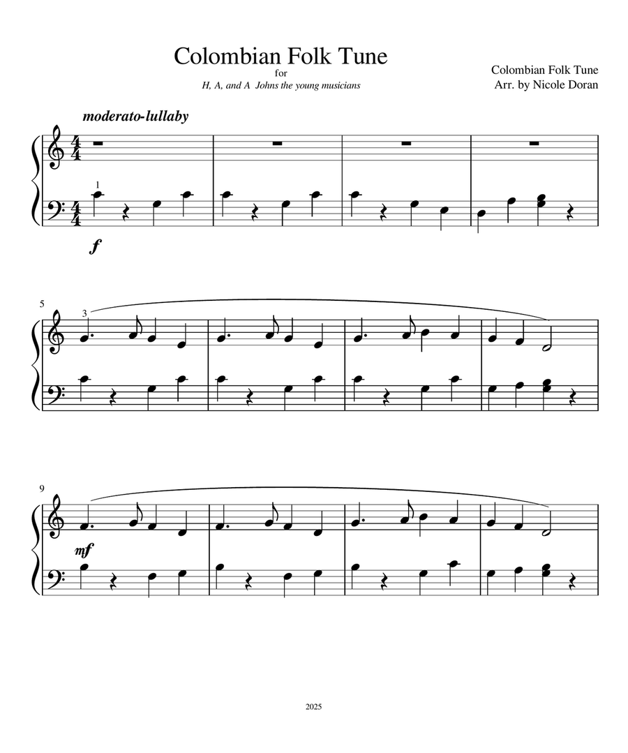 Colombian Folk Tune Piano Method scores gallery preview page 1