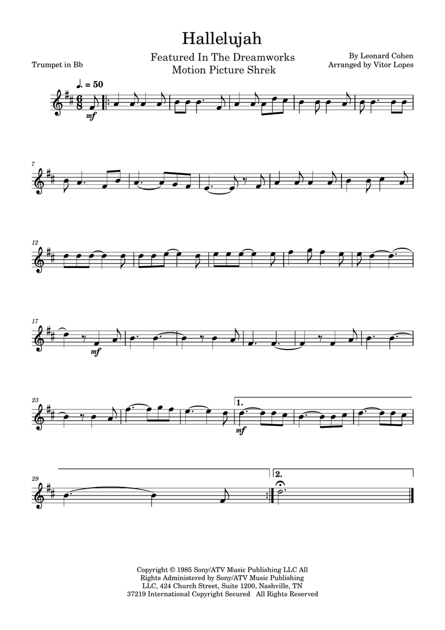Hallelujah Hallelujah Trumpet Solo scores gallery preview page 1