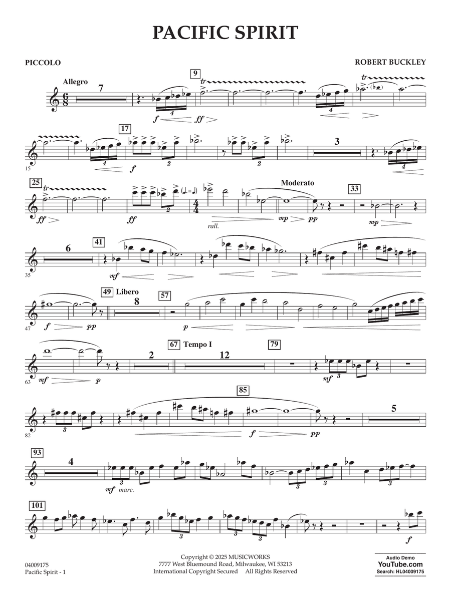 Pacific Spirit - Piccolo Pacific Spirit - Piccolo Concert Band scores gallery preview page 1