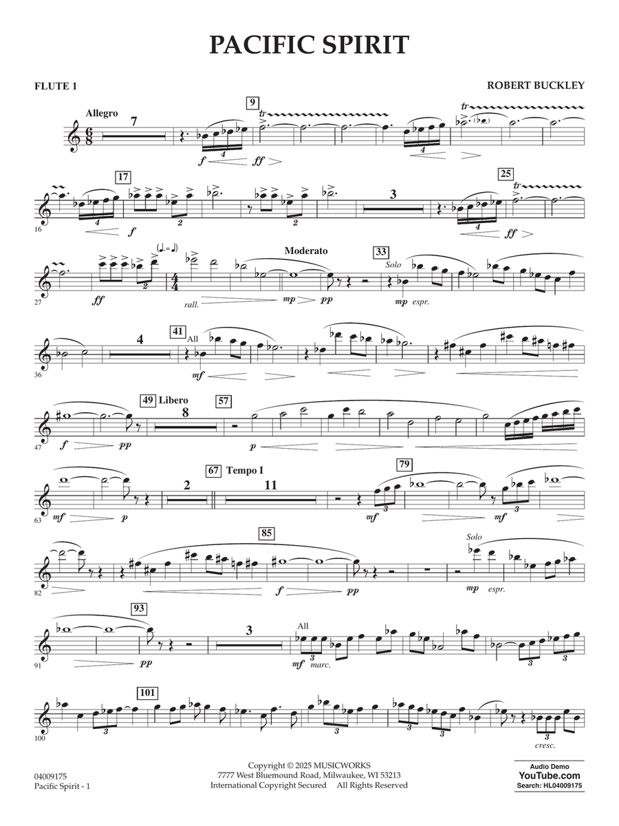 Pacific Spirit - Flute 1 Pacific Spirit - Flute 1 Concert Band scores gallery preview page 1