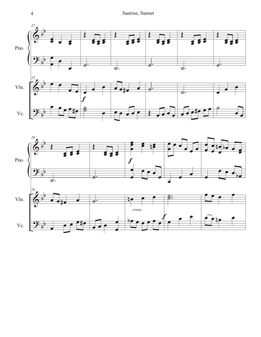 Sunrise, Sunset Sunrise, Sunset Piano Trio scores gallery preview page 4