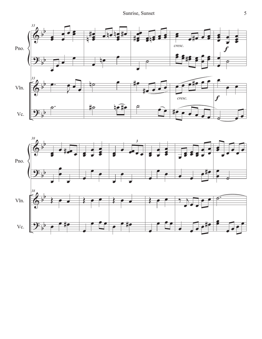 Sunrise, Sunset Sunrise, Sunset Piano Trio scores gallery preview page 5