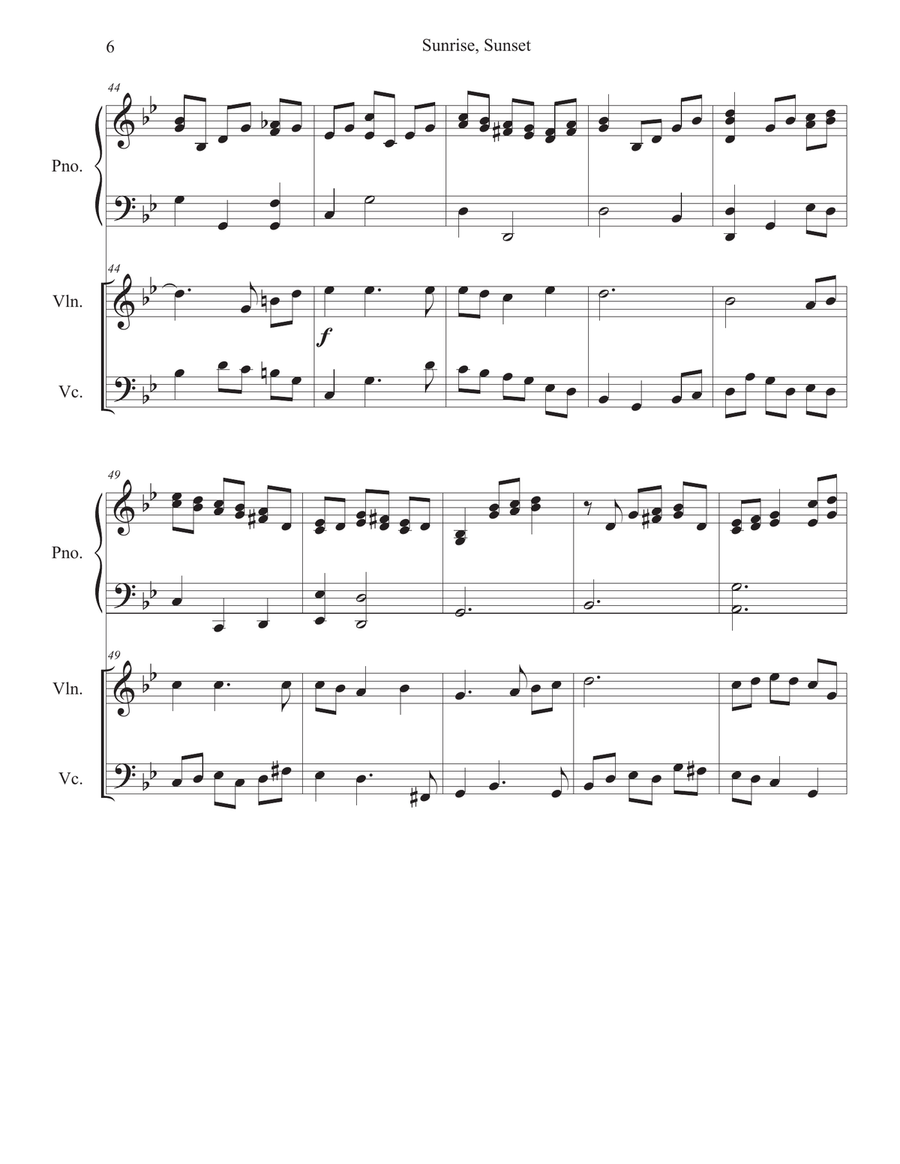 Sunrise, Sunset Sunrise, Sunset Piano Trio scores gallery preview page 6