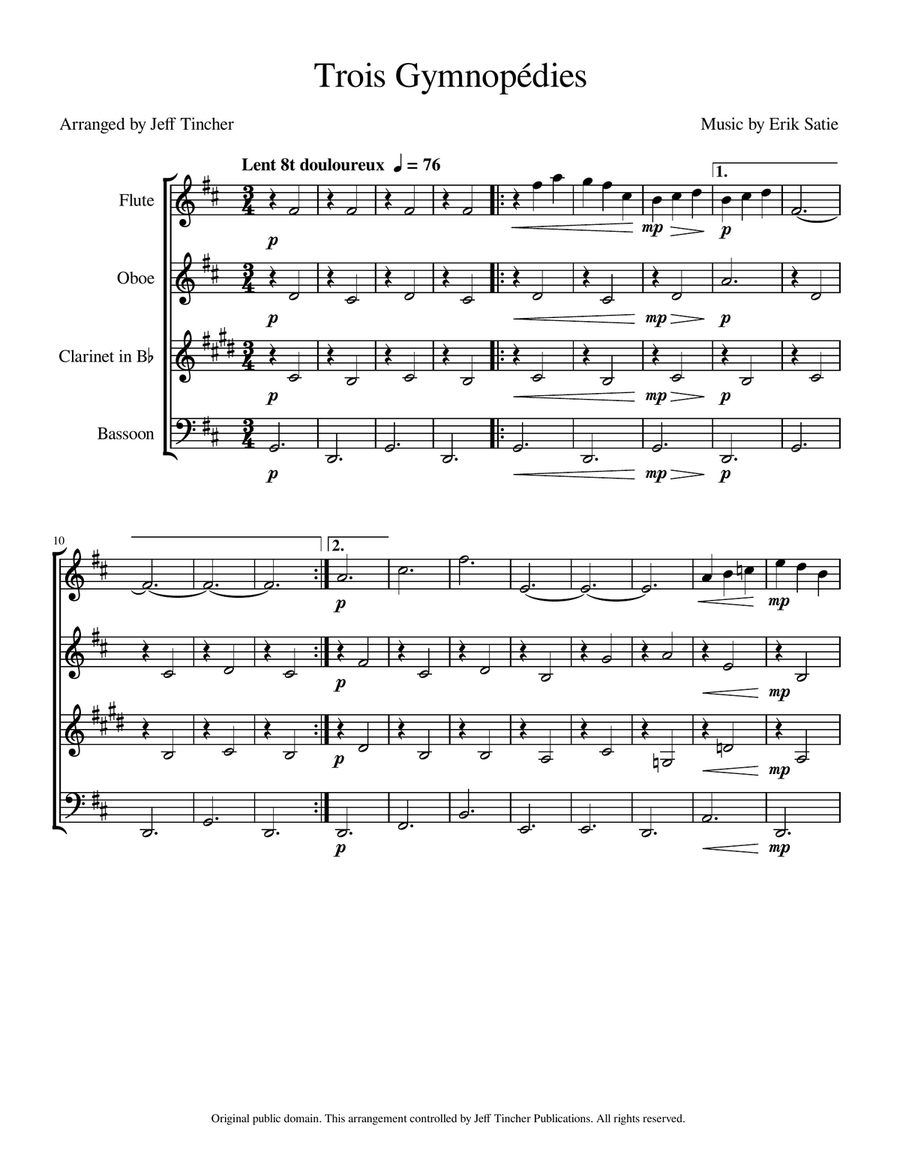 Trois Gymnopedies Trois Gymnopedies Woodwind Quartet scores gallery preview page 2
