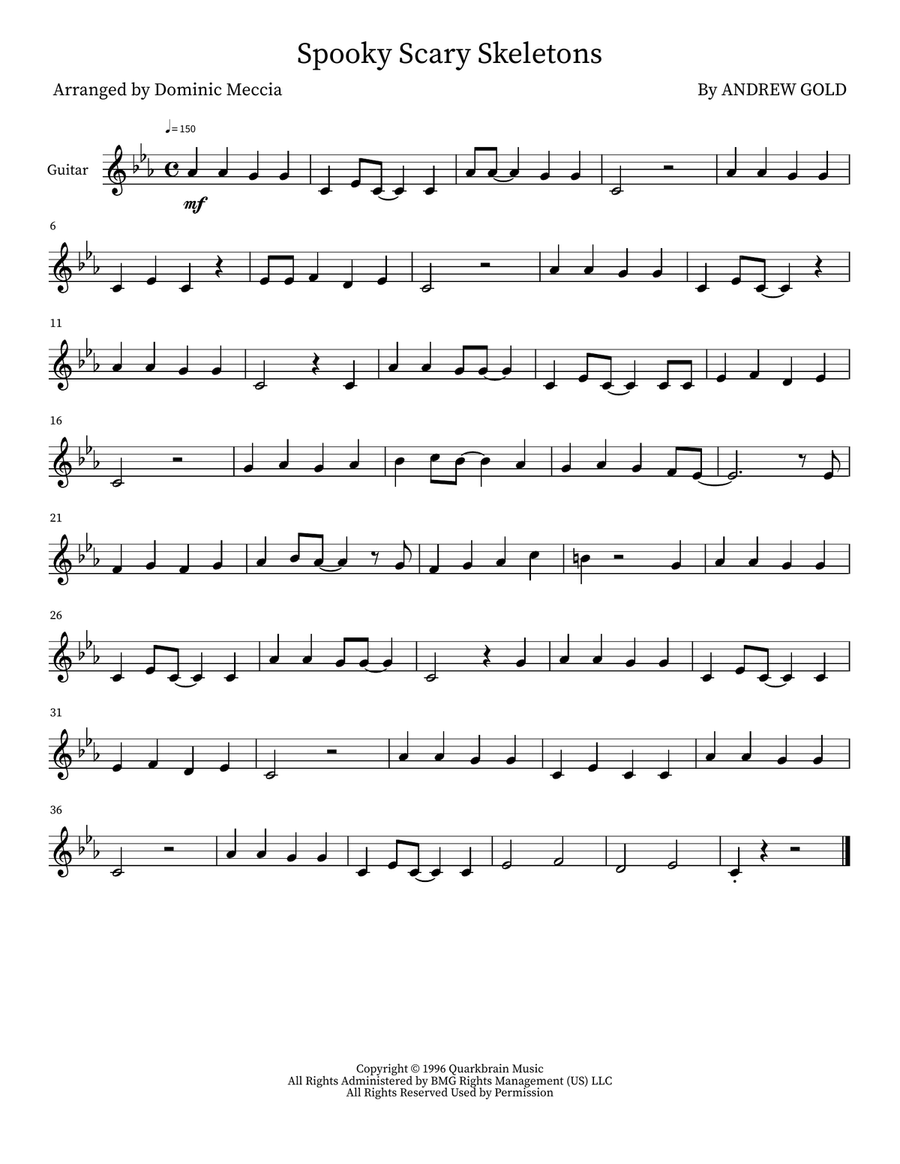 Spooky Scary Skeletons Spooky Scary Skeletons Guitar Solo scores gallery preview page 1