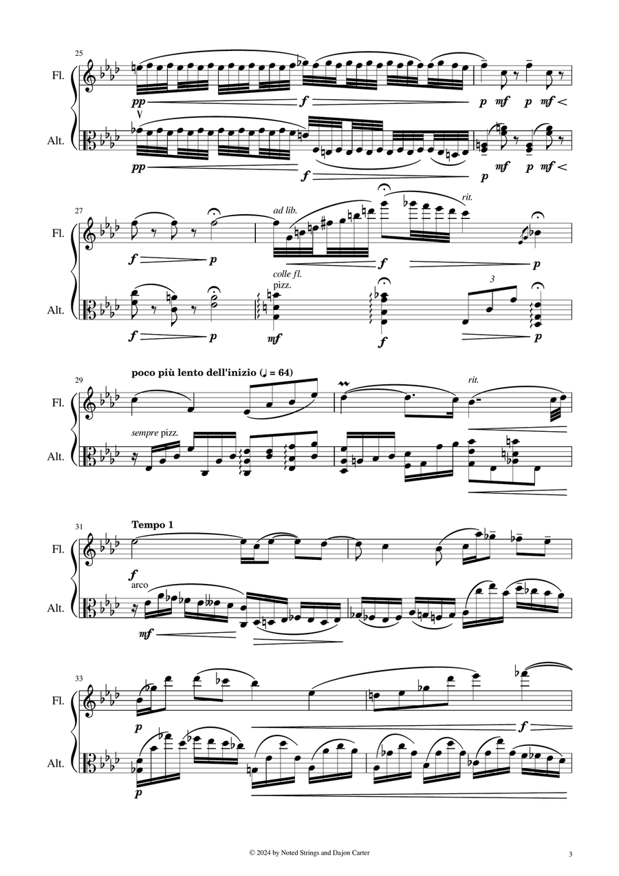 Deux Morceaux pour Flûte (ou Violon) et Alto (Two Pieces for Flute [or Violin] and Viola) Chamber Music scores gallery preview page 3