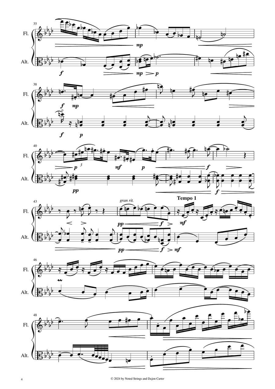 Deux Morceaux pour Flûte (ou Violon) et Alto (Two Pieces for Flute [or Violin] and Viola) Chamber Music scores gallery preview page 4