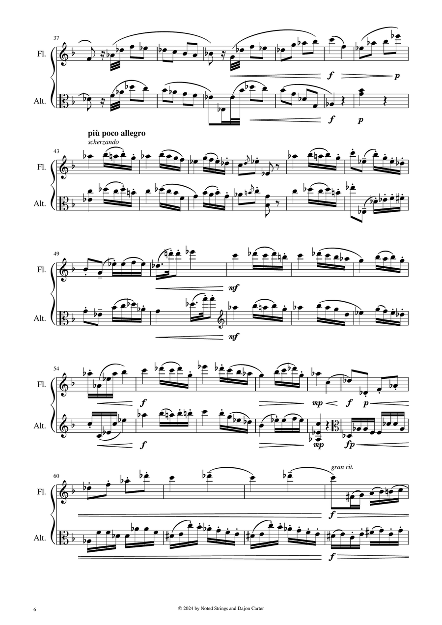 Deux Morceaux pour Flûte (ou Violon) et Alto (Two Pieces for Flute [or Violin] and Viola) Chamber Music scores gallery preview page 6