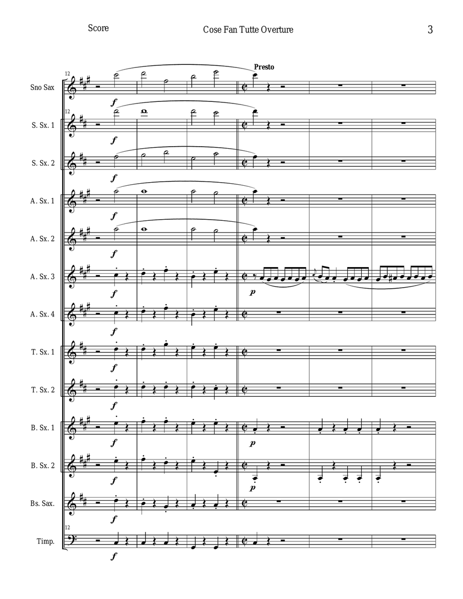 Cose Fan Tutte Overture - K. 588 Woodwind Ensemble scores gallery preview page 3