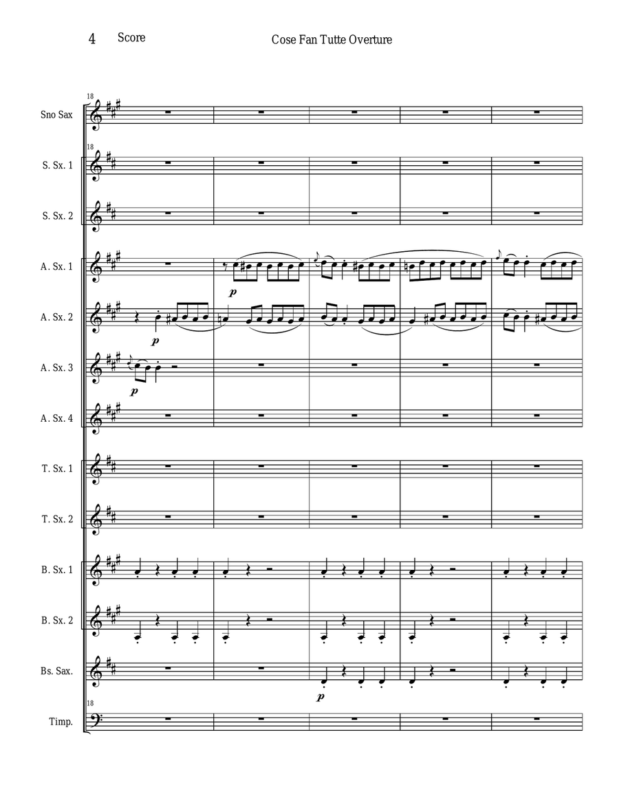 Cose Fan Tutte Overture - K. 588 Woodwind Ensemble scores gallery preview page 4