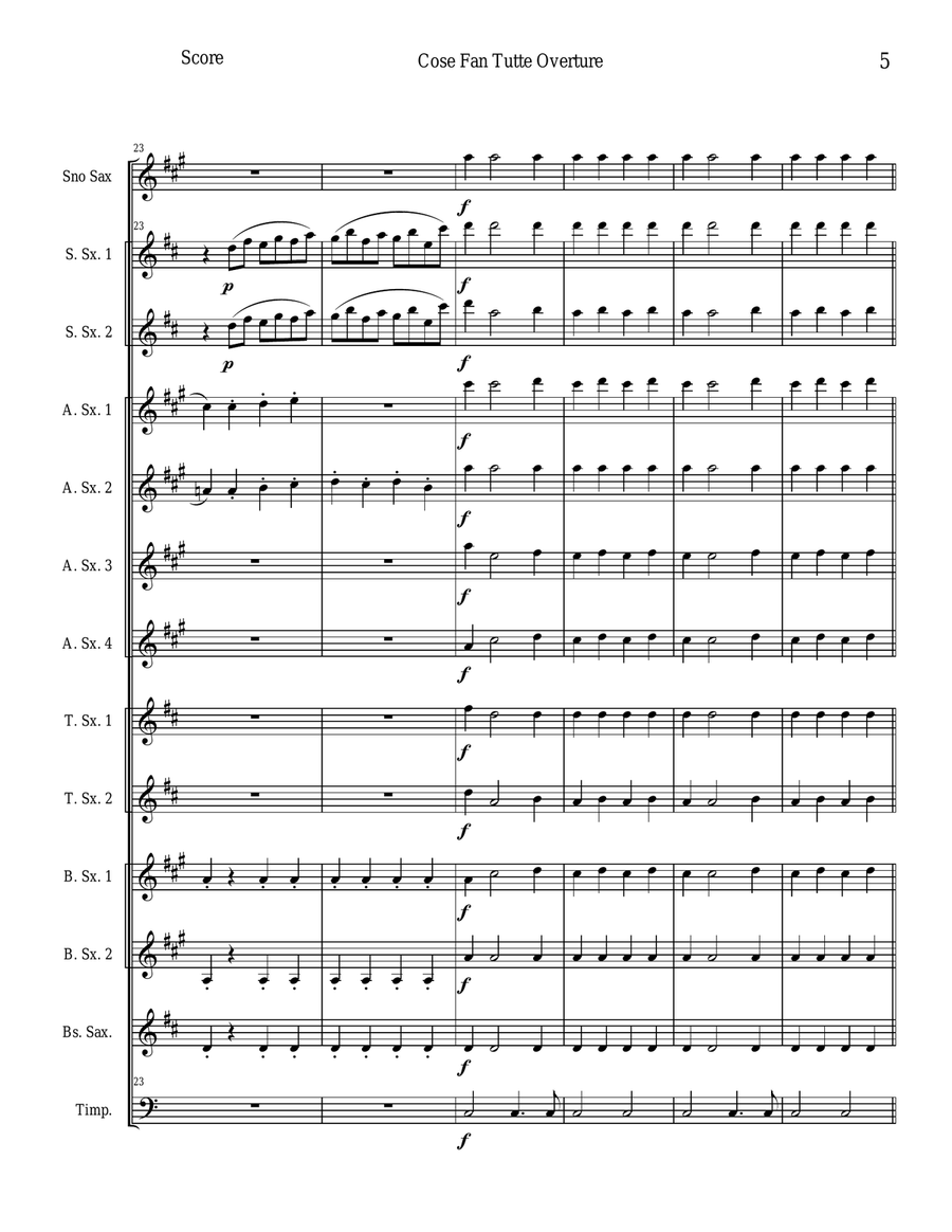 Cose Fan Tutte Overture - K. 588 Woodwind Ensemble scores gallery preview page 5