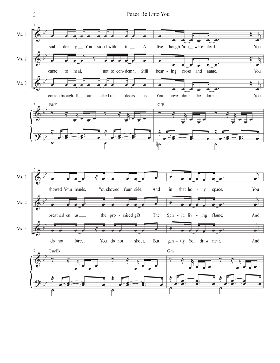 Peace Be Unto You (Vocal solo with Unison choir) Unison Choir scores gallery preview page 2
