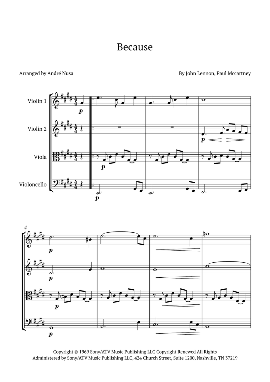 Because String Quartet scores gallery preview page 1