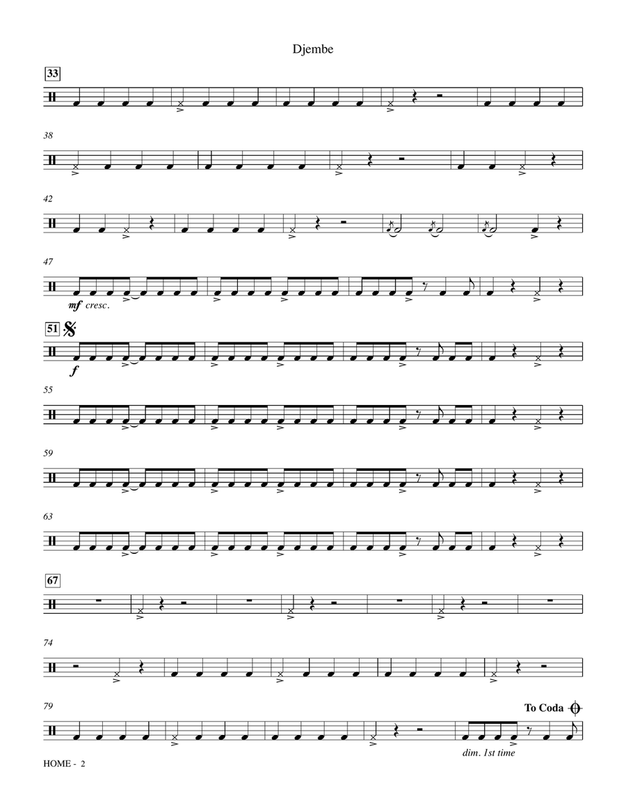 Home (arr. Tom Anderson) - Djembe Choir scores gallery preview page 2
