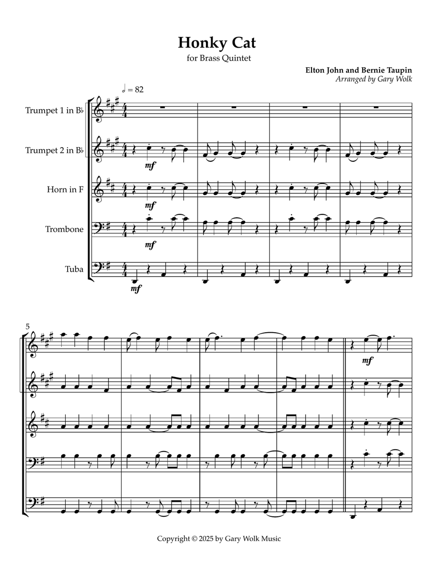 Honky Cat Honky Cat Brass Quintet scores gallery preview page 1