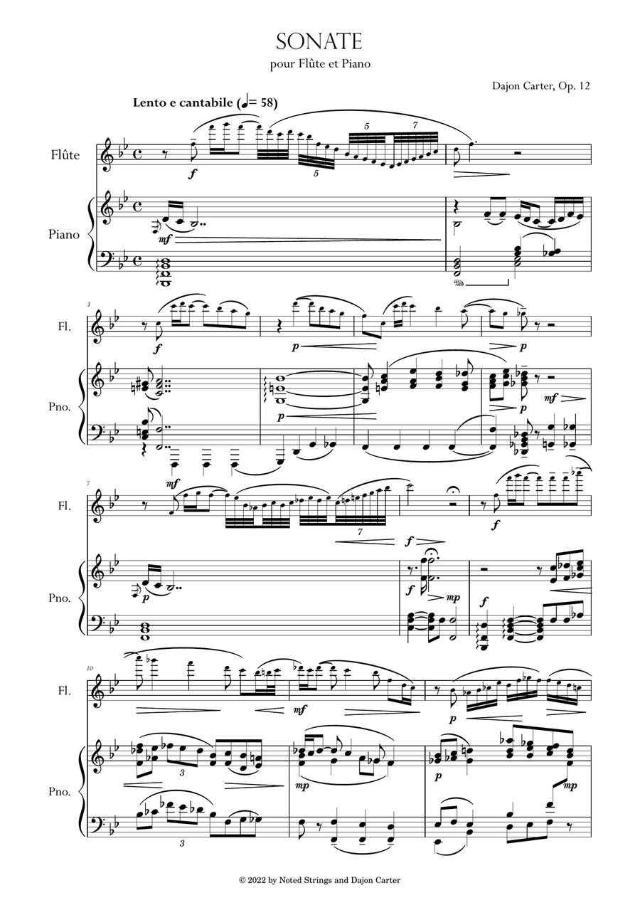 Sonate pour Flûte et Piano (Sonata for Flute and Piano) Op. 12 Chamber Music scores gallery preview page 1