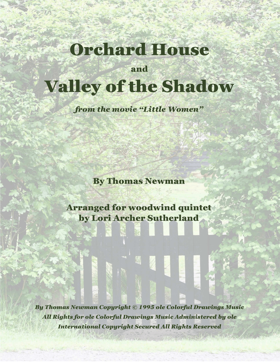 Medley: Orchard House with Valley Of The Shadow Woodwind Quintet scores gallery preview page 1