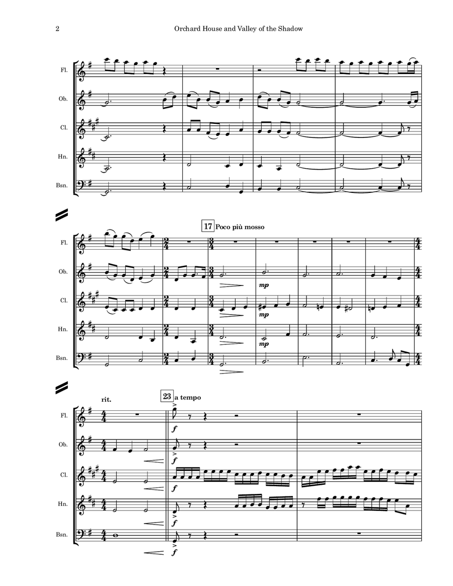Medley: Orchard House with Valley Of The Shadow Woodwind Quintet scores gallery preview page 3