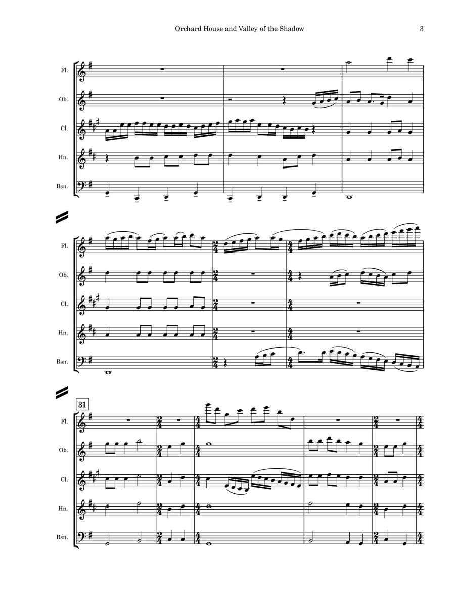 Medley: Orchard House with Valley Of The Shadow Woodwind Quintet scores gallery preview page 4