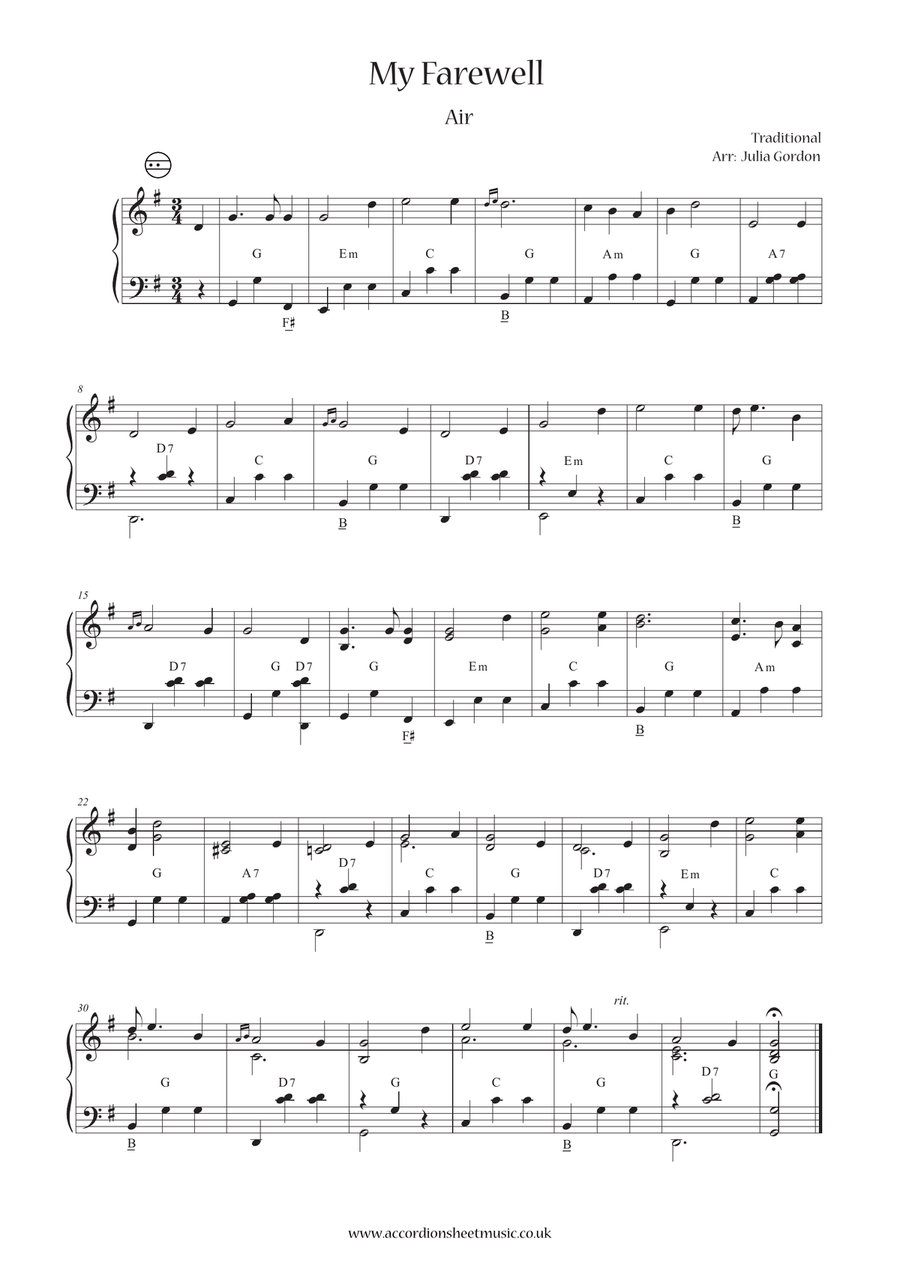 My Farewell My Farewell Accordion scores gallery preview page 1