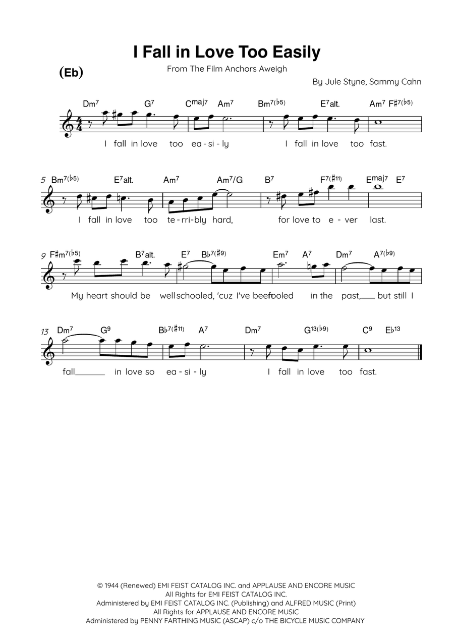 I Fall In Love Too Easily Alto Saxophone scores gallery preview page 1