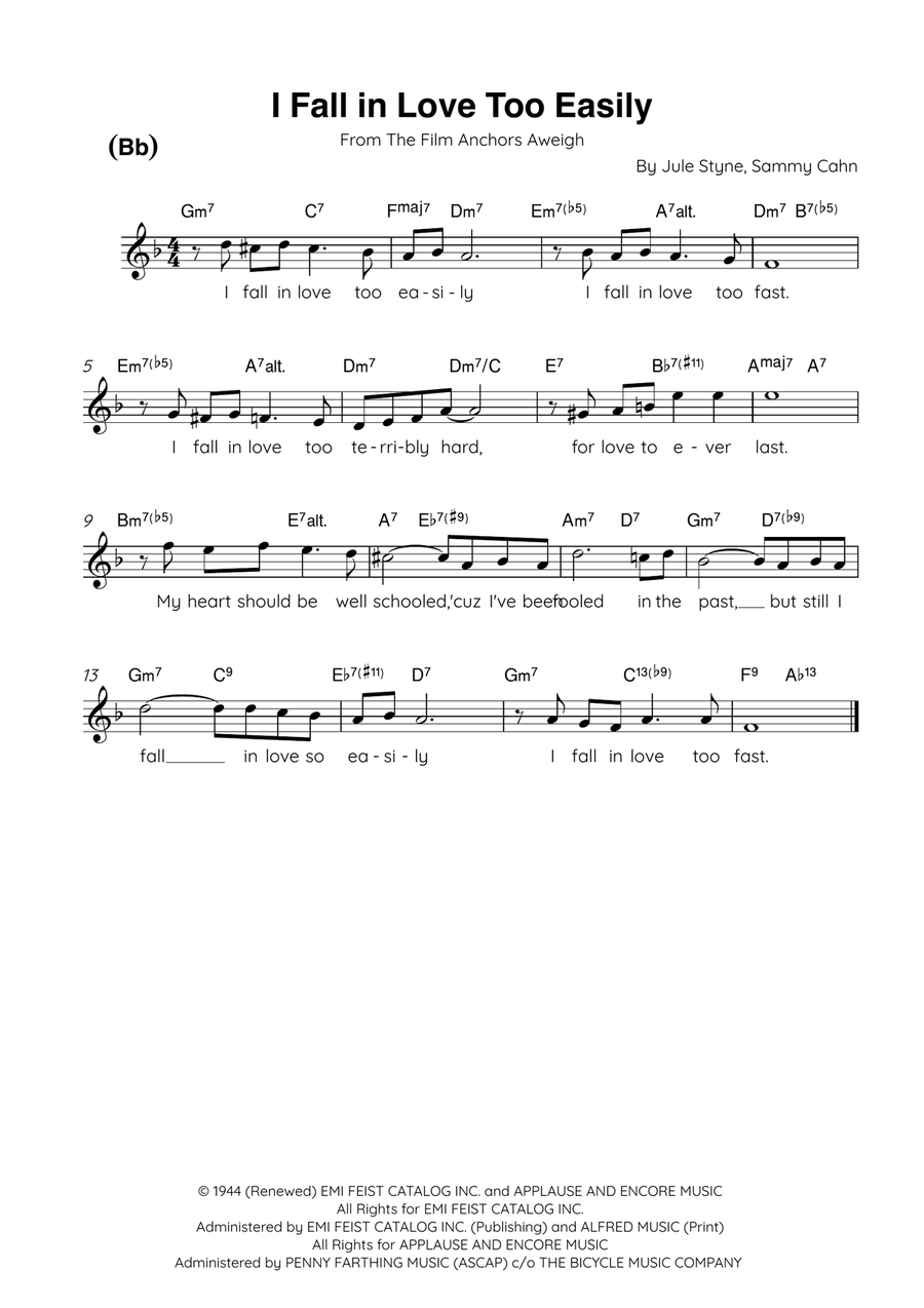 I Fall In Love Too Easily Tenor Saxophone scores gallery preview page 1