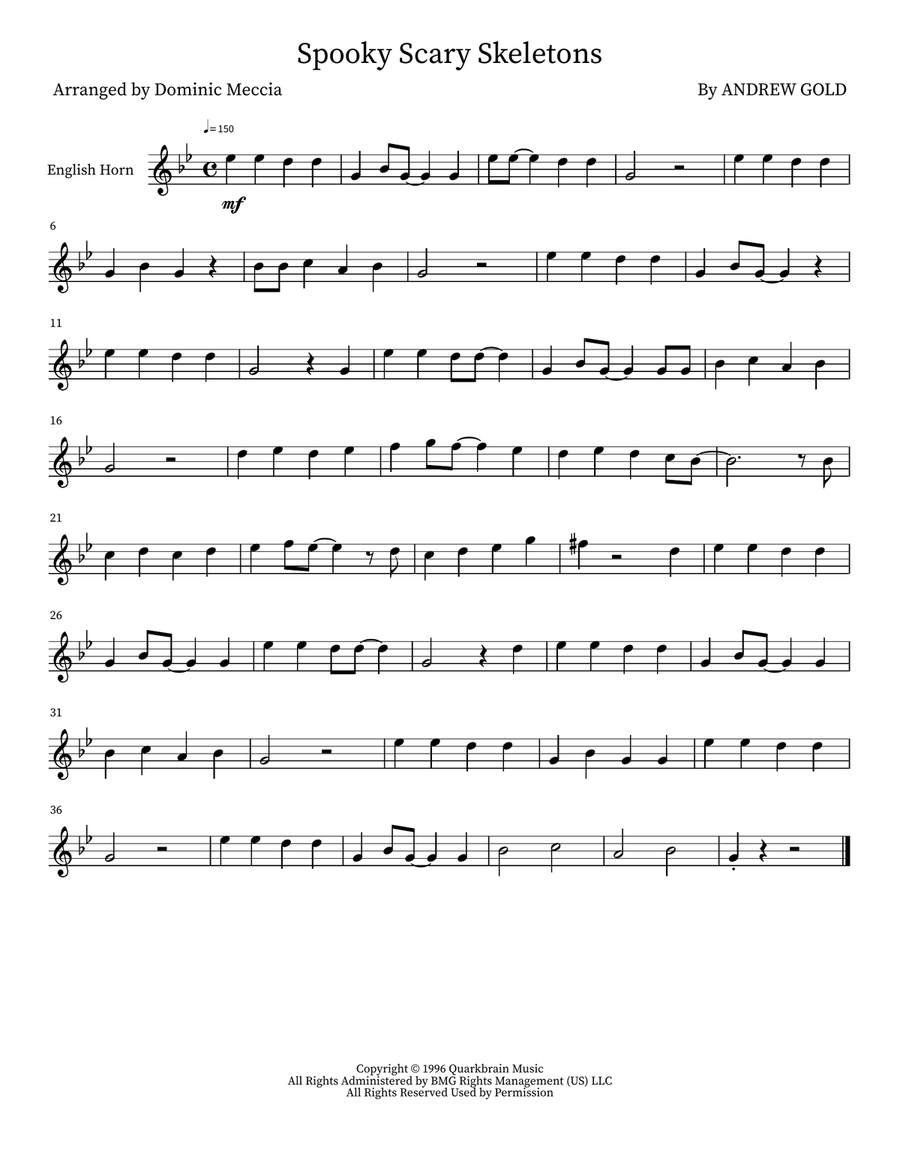 Spooky Scary Skeletons Spooky Scary Skeletons English Horn scores gallery preview page 1
