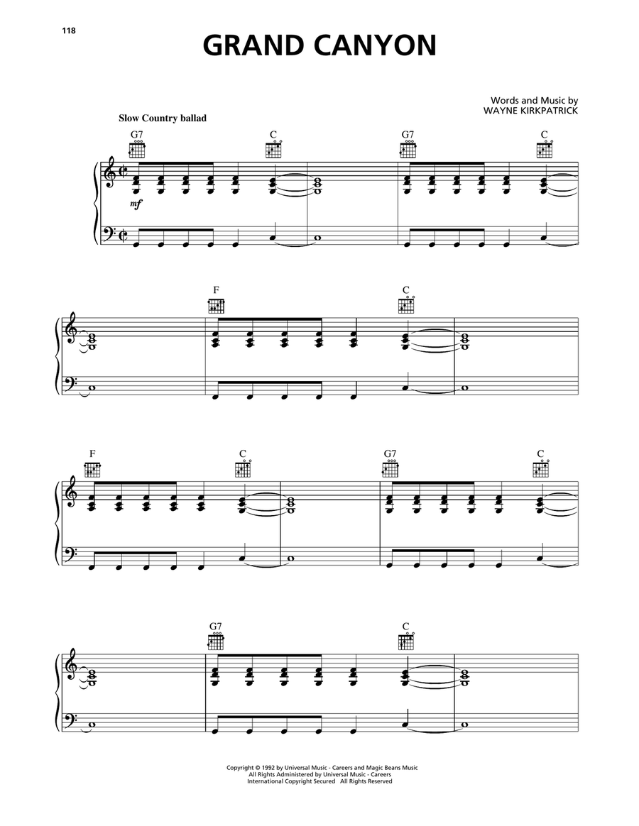 Grand Canyon Grand Canyon Piano, Vocal, Guitar scores gallery preview page 1
