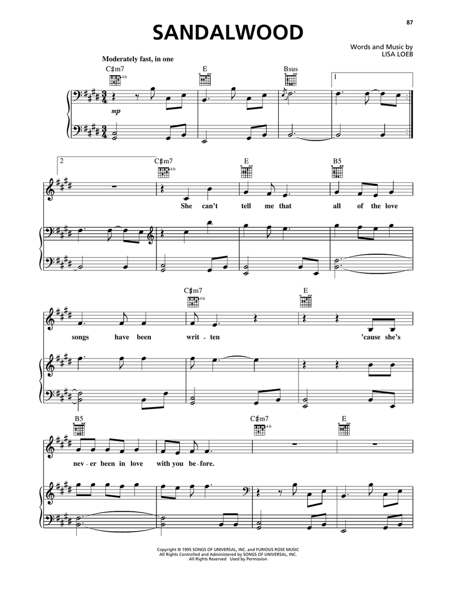 Sandalwood Sandalwood Piano, Vocal, Guitar scores gallery preview page 1