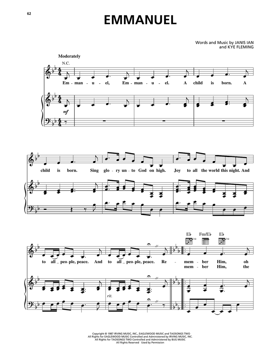 Emmanuel Emmanuel Piano, Vocal, Guitar scores gallery preview page 1