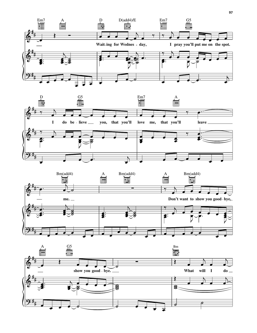 Waiting For Wednesday Waiting For Wednesday Piano, Vocal, Guitar scores gallery preview page 3