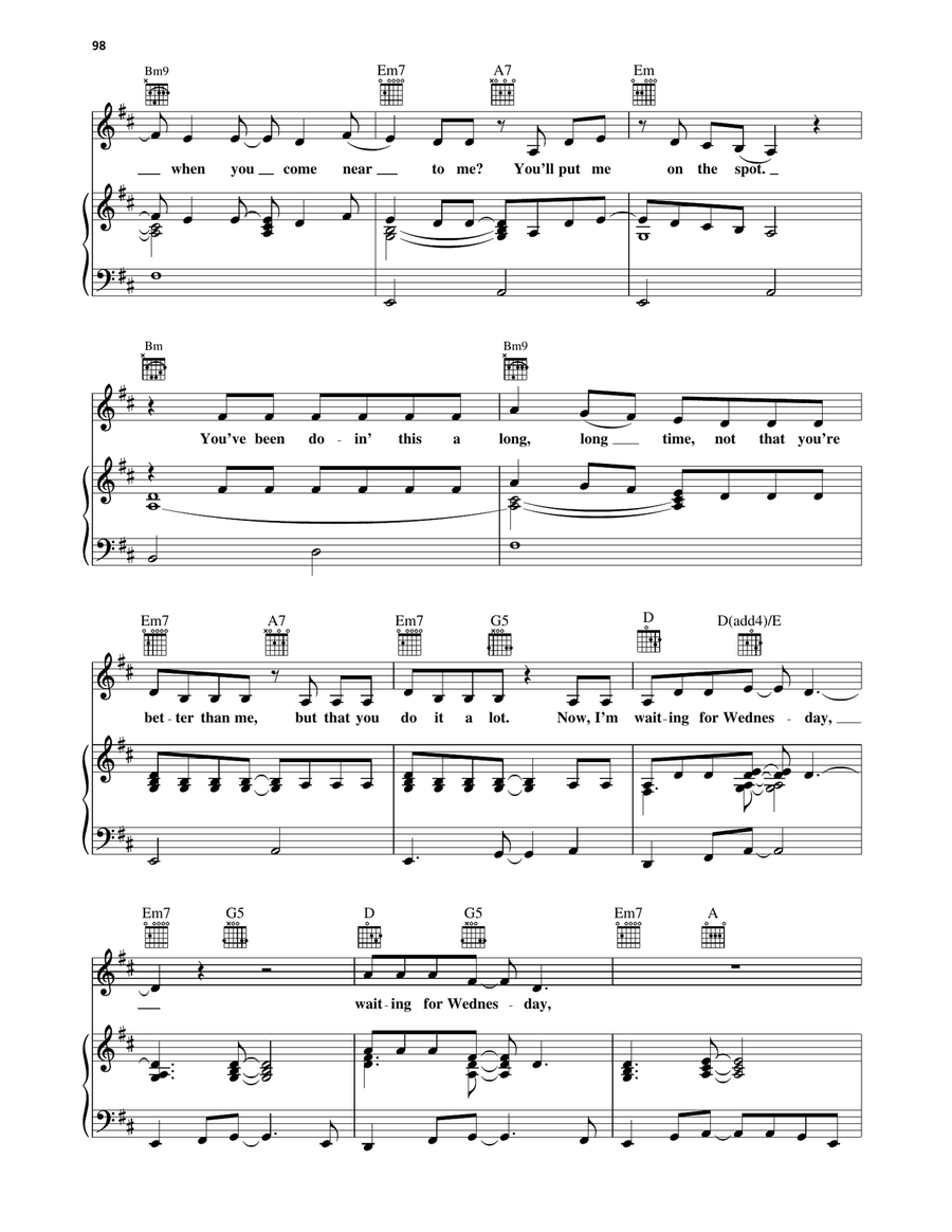 Waiting For Wednesday Waiting For Wednesday Piano, Vocal, Guitar scores gallery preview page 4