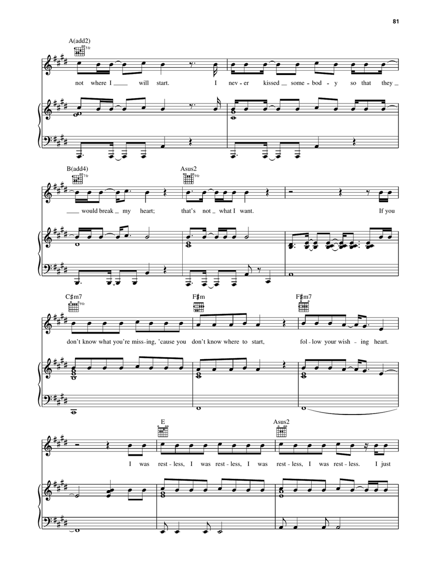 Wishing Heart Wishing Heart Piano, Vocal, Guitar scores gallery preview page 3