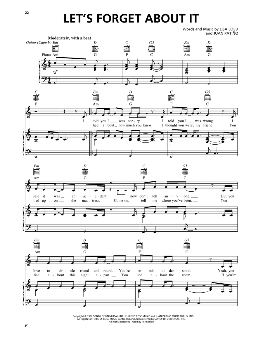 Let's Forget About It Let's Forget About It Piano, Vocal, Guitar scores gallery preview page 1