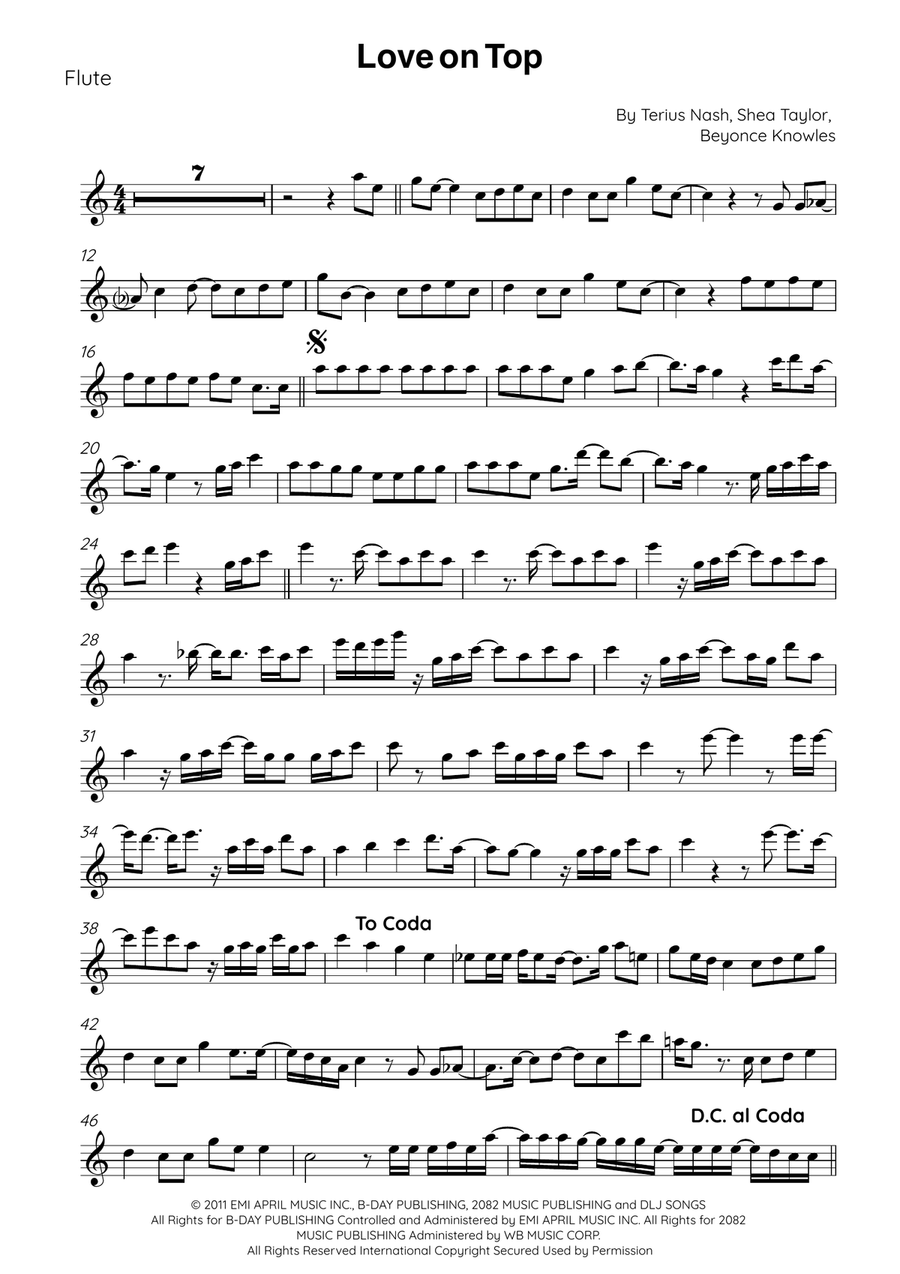 Love On Top Love On Top Flute Solo scores gallery preview page 1