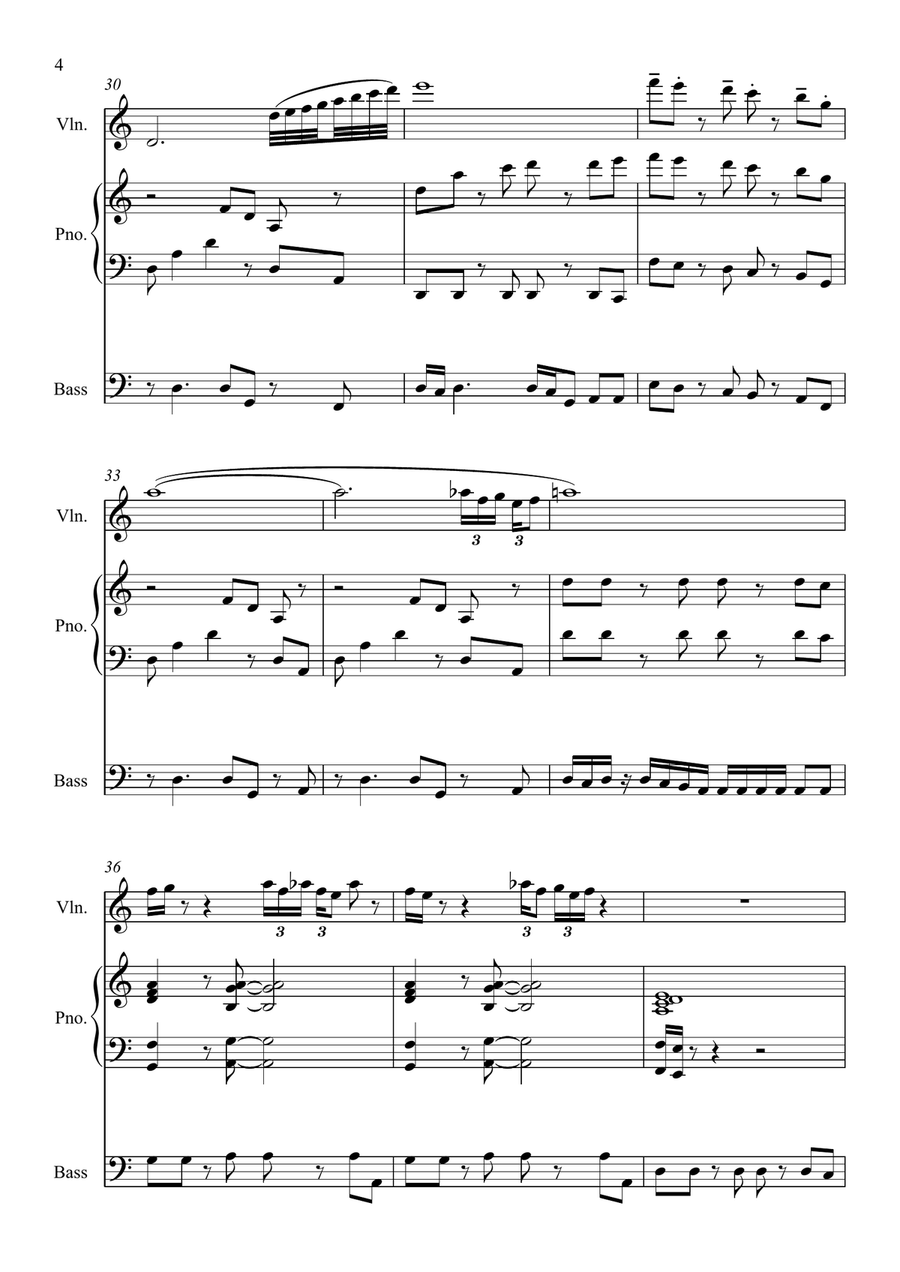 Solitude for Violin, Piano and Bass Violin Solo scores gallery preview page 4