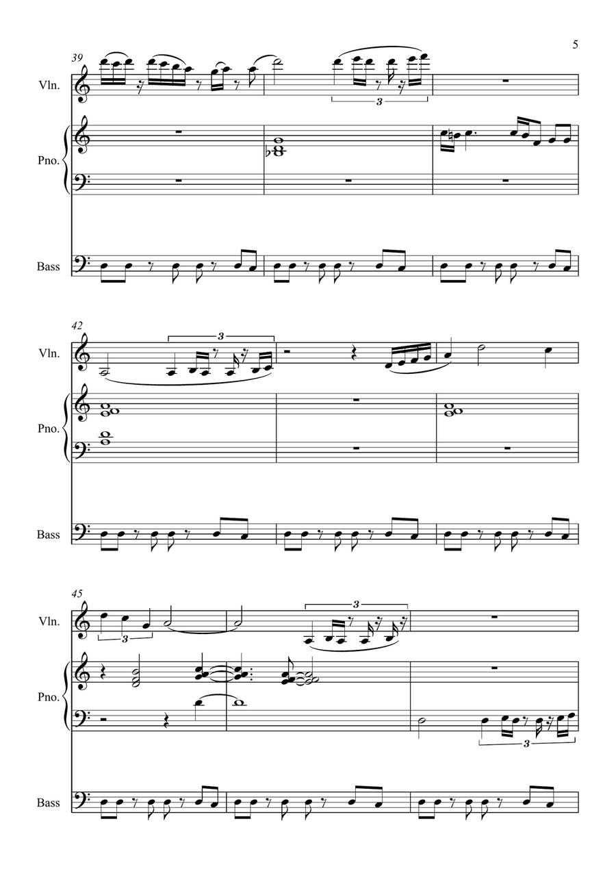 Solitude for Violin, Piano and Bass Violin Solo scores gallery preview page 5