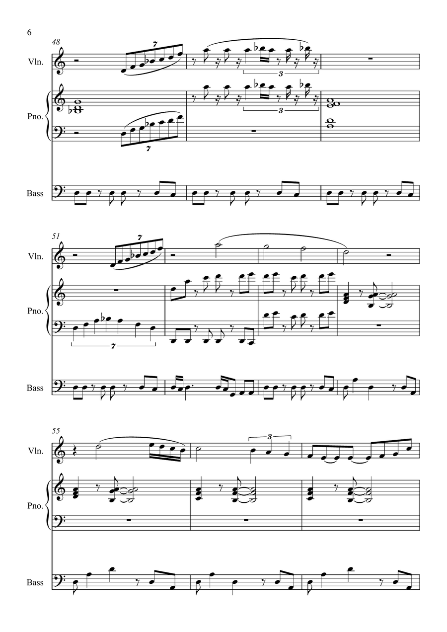 Solitude for Violin, Piano and Bass Violin Solo scores gallery preview page 6