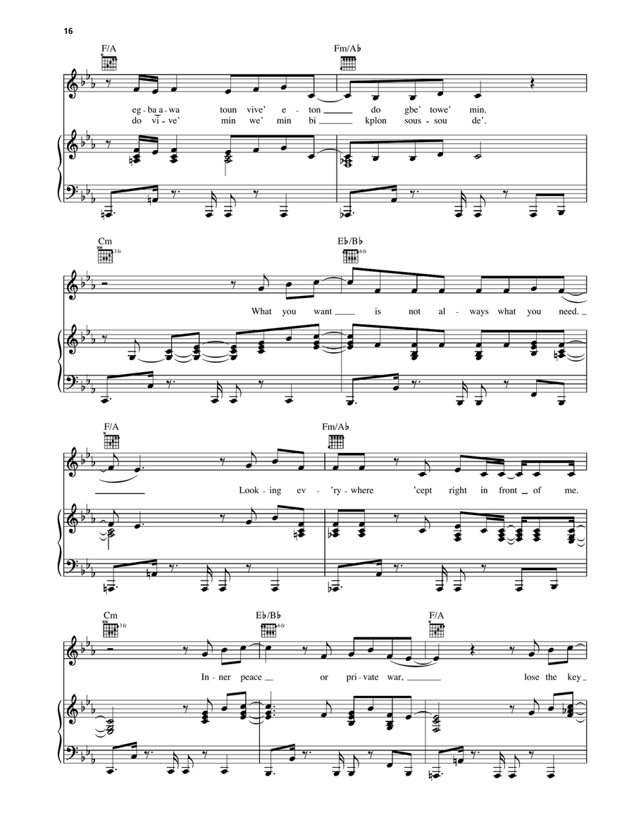 Never Know Never Know Piano, Vocal, Guitar scores gallery preview page 2
