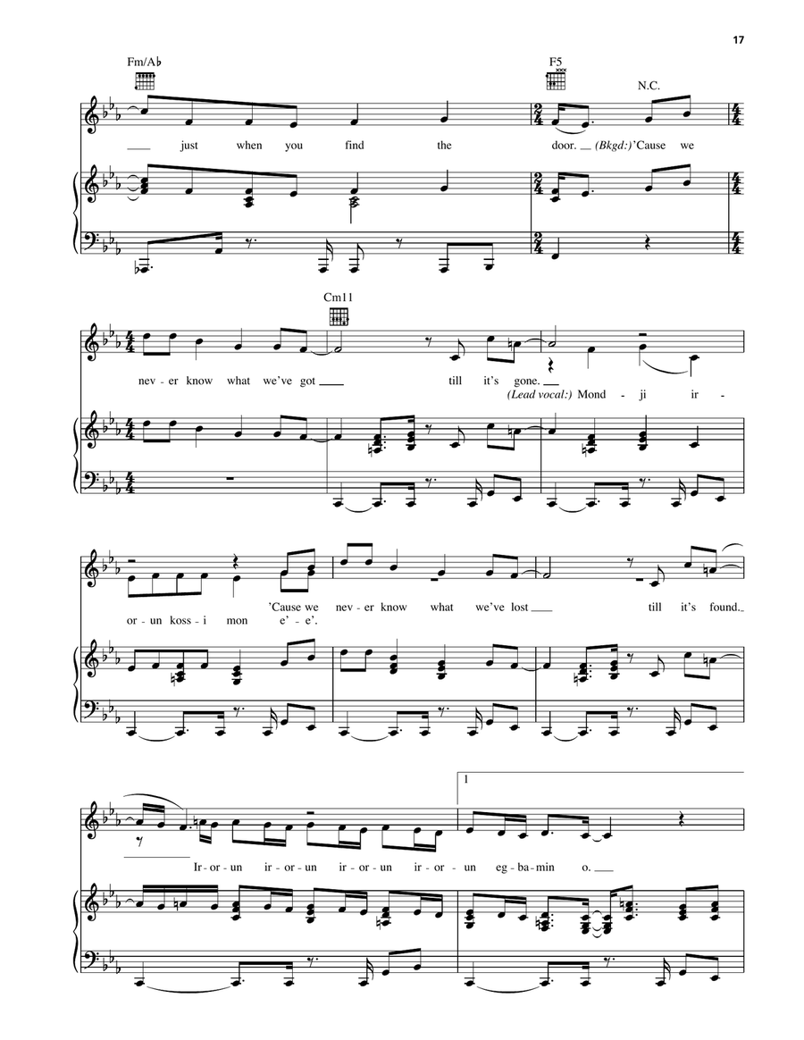 Never Know Never Know Piano, Vocal, Guitar scores gallery preview page 3