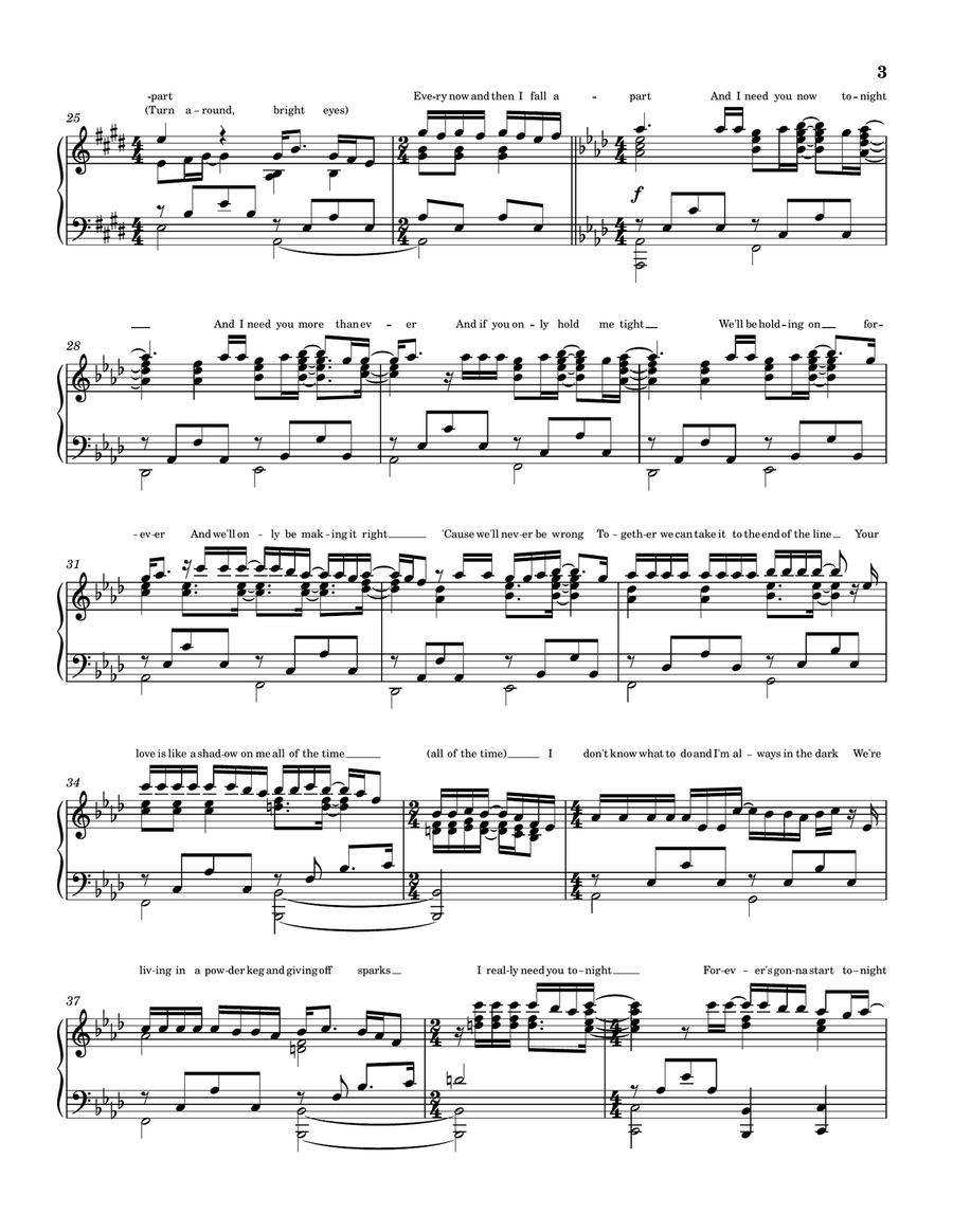 Total Eclipse Of The Heart Piano Solo scores gallery preview page 3
