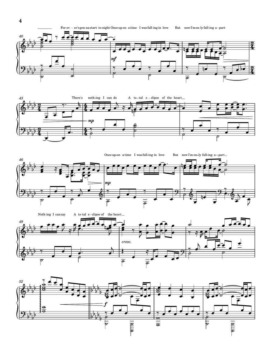 Total Eclipse Of The Heart Piano Solo scores gallery preview page 4