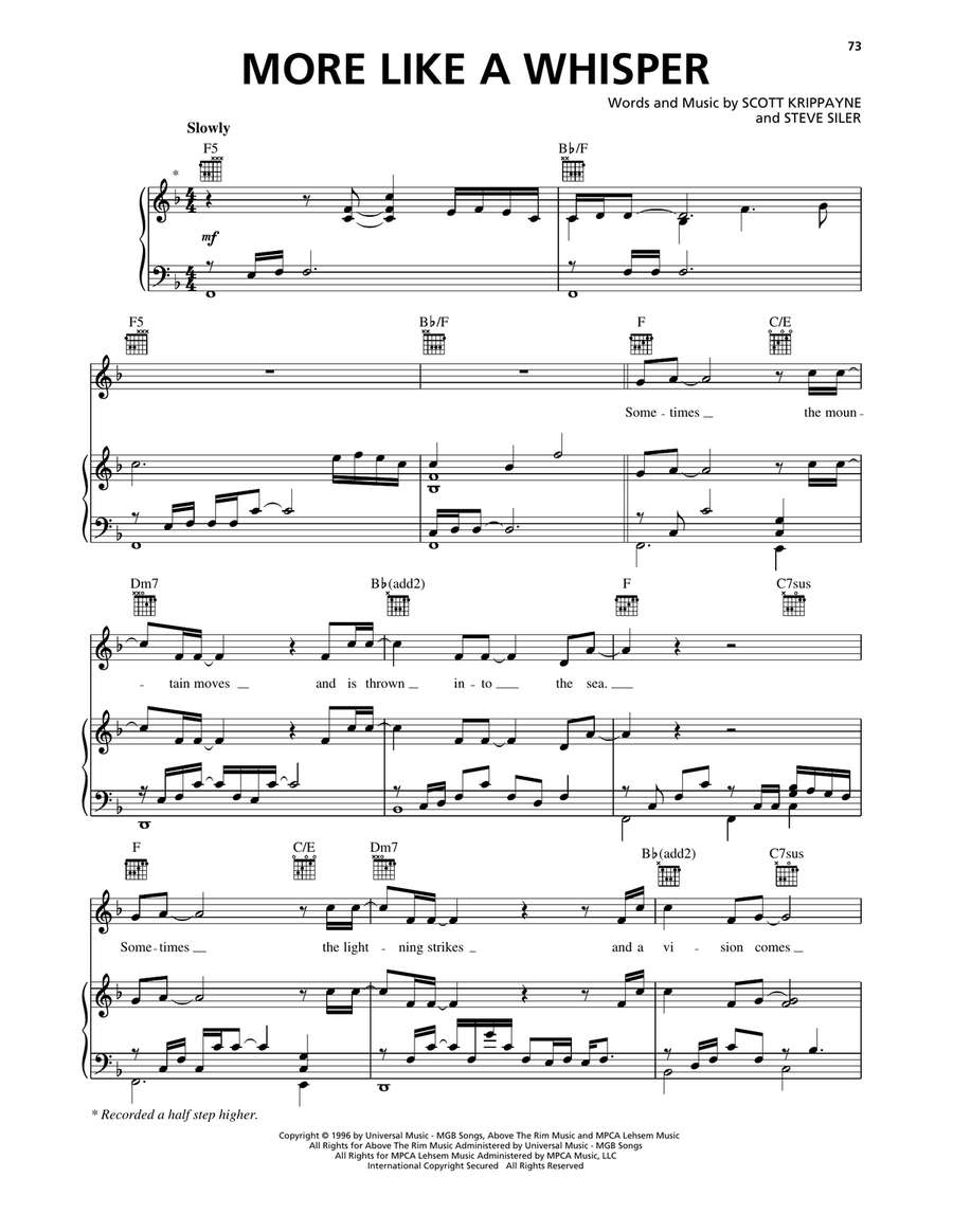 More Like A Whisper More Like A Whisper Piano, Vocal, Guitar scores gallery preview page 1