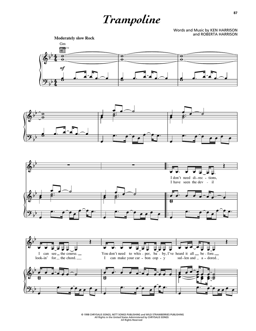 Trampoline Trampoline Piano, Vocal, Guitar scores gallery preview page 1