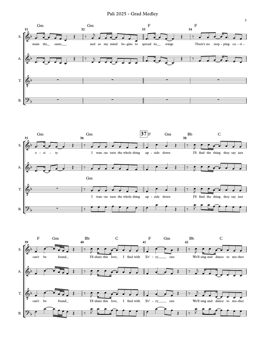 Lean On Me x Upside Down x Somewhere Over The Rainbow 4-Part scores gallery preview page 3